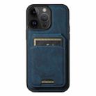 For iPhone 14 Pro Suteni H16 Litchi Texture Leather Detachable Wallet Back Phone Case(Blue) - 1