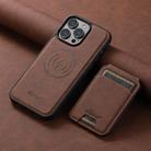 For iPhone 12  Suteni H16 Litchi Texture Leather Detachable Wallet Back Phone Case(Brown) - 2