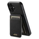 For iPhone 16 Suteni H16 Litchi Texture Leather Detachable Wallet Back Phone Case(Black) - 1