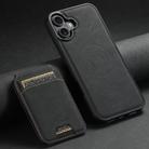 For iPhone 16 Suteni H16 Litchi Texture Leather Detachable Wallet Back Phone Case(Black) - 2