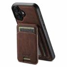 For iPhone 16 Suteni H16 Litchi Texture Leather Detachable Wallet Back Phone Case(Brown) - 1