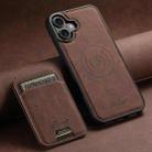 For iPhone 16 Suteni H16 Litchi Texture Leather Detachable Wallet Back Phone Case(Brown) - 2