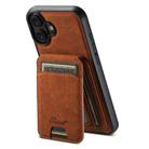 For iPhone 16 Suteni H16 Litchi Texture Leather Detachable Wallet Back Phone Case(Khaki) - 1