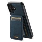 For iPhone 16 Suteni H16 Litchi Texture Leather Detachable Wallet Back Phone Case(Blue) - 1