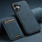 For iPhone 16 Suteni H16 Litchi Texture Leather Detachable Wallet Back Phone Case(Blue) - 2