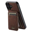 For iPhone 16 Plus Suteni H16 Litchi Texture Leather Detachable Wallet Back Phone Case(Brown) - 1