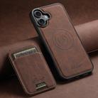 For iPhone 16 Plus Suteni H16 Litchi Texture Leather Detachable Wallet Back Phone Case(Brown) - 2