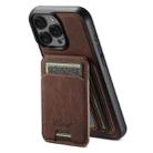 For iPhone 16 Pro Max Suteni H16 Litchi Texture Leather Detachable Wallet Back Phone Case(Brown) - 1