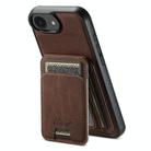 For iPhone 16e Suteni H16 Litchi Texture Leather Detachable Wallet Back Phone Case(Brown) - 1