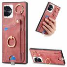 For Honor 100 Pro 5G Retro Skin-feel Ring Card Bag Phone Case with Hang Loop(Pink) - 1