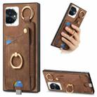 For Honor 100 Pro 5G Retro Skin-feel Ring Card Bag Phone Case with Hang Loop(Brown) - 1