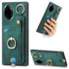 For Honor 100 5G Retro Skin-feel Ring Card Bag Phone Case with Hang Loop(Green) - 1