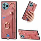 For Honor X50i+ Retro Skin-feel Ring Card Bag Phone Case with Hang Loop(Pink) - 1