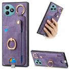 For Honor X50i+ Retro Skin-feel Ring Card Bag Phone Case with Hang Loop(Purple) - 1