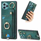 For Honor X50i+ Retro Skin-feel Ring Card Bag Phone Case with Hang Loop(Green) - 1