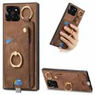 For Honor X6a Retro Skin-feel Ring Card Bag Phone Case with Hang Loop(Brown) - 1