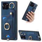 For Honor X6a Retro Skin-feel Ring Card Bag Phone Case with Hang Loop(Blue) - 1