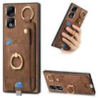For Honor 90 Pro Retro Skin-feel Ring Card Bag Phone Case with Hang Loop(Brown) - 1