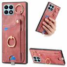 For Honor X8a Retro Skin-feel Ring Card Bag Phone Case with Hang Loop(Pink) - 1