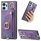 For Honor X7a Retro Skin-feel Ring Card Bag Phone Case with Hang Loop(Purple) - 1