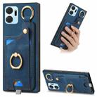 For Honor X7a Retro Skin-feel Ring Card Bag Phone Case with Hang Loop(Blue) - 1