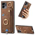 For Honor 80 SE Retro Skin-feel Ring Card Bag Phone Case with Hang Loop(Brown) - 1