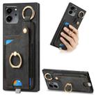 For Honor 80 SE Retro Skin-feel Ring Card Bag Phone Case with Hang Loop(Black) - 1