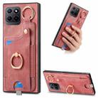 For Honor X8 5G Retro Skin-feel Ring Card Bag Phone Case with Hang Loop(Pink) - 1