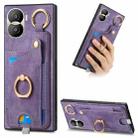 For Honor X40i Retro Skin-feel Ring Card Bag Phone Case with Hang Loop(Purple) - 1