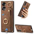 For Honor 70 Retro Skin-feel Ring Card Bag Phone Case with Hang Loop(Brown) - 1