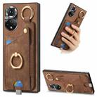 For Honor 50 Retro Skin-feel Ring Card Bag Phone Case with Hang Loop(Brown) - 1