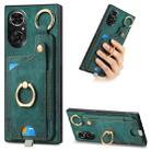 For Honor 50 SE Retro Skin-feel Ring Card Bag Phone Case with Hang Loop(Green) - 1