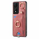 For Honor X7b Retro Skin-feel Ring Card Bag Phone Case with Hang Loop(Pink) - 2