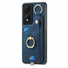 For Honor X7b Retro Skin-feel Ring Card Bag Phone Case with Hang Loop(Blue) - 2