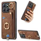 For Honor X8b Retro Skin-feel Ring Card Bag Phone Case with Hang Loop(Brown) - 1