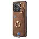 For Honor X8b Retro Skin-feel Ring Card Bag Phone Case with Hang Loop(Brown) - 2