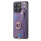 For Honor X8b Retro Skin-feel Ring Card Bag Phone Case with Hang Loop(Purple) - 2