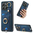 For Honor X8b Retro Skin-feel Ring Card Bag Phone Case with Hang Loop(Blue) - 1