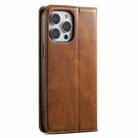 For iPhone 15 Pro Max Suteni J02 Oil Wax Wallet Leather Phone Case(Brown) - 3