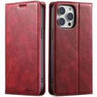 For iPhone 15 Pro Max Suteni J02 Oil Wax Wallet Leather Phone Case(Red) - 1