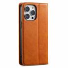 For iPhone 15 Pro Max Suteni J02 Oil Wax Wallet Leather Phone Case(Khaki) - 3