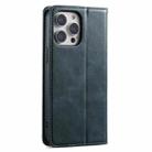 For iPhone 15 Pro Max Suteni J02 Oil Wax Wallet Leather Phone Case(Blue) - 3