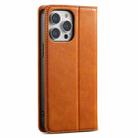 For iPhone 15 Pro Suteni J02 Oil Wax Wallet Leather Phone Case(Khaki) - 3