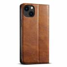 For iPhone 15 Plus Suteni J02 Oil Wax Wallet Leather Phone Case(Brown) - 3