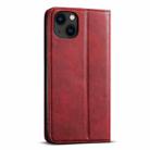 For iPhone 15 Plus Suteni J02 Oil Wax Wallet Leather Phone Case(Red) - 3