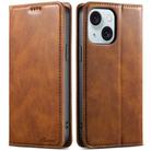 For iPhone 15 Suteni J02 Oil Wax Wallet Leather Phone Case(Brown) - 1