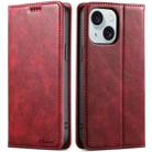 For iPhone 15 Suteni J02 Oil Wax Wallet Leather Phone Case(Red) - 1