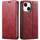 For iPhone 14 Plus Suteni J02 Oil Wax Wallet Leather Phone Case(Red) - 1