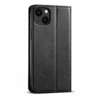 For iPhone 13 Suteni J02 Oil Wax Wallet Leather Phone Case(Black) - 3