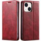 For iPhone 13 Suteni J02 Oil Wax Wallet Leather Phone Case(Red) - 1